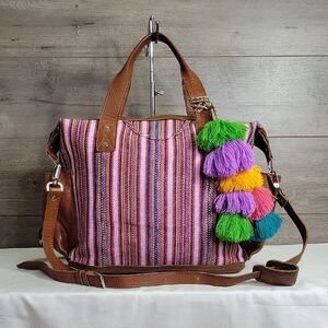 Nena and Co. Canvas Leather Convertible Backpack Shoulder Bag